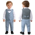 thumbnail image 2 of iiniim Little Boys Baby Gentleman Suit Pointed Hem Vest Bowtie Wedding Party Long Sleeves Shirt Pants Clothing Set, 2 of 7