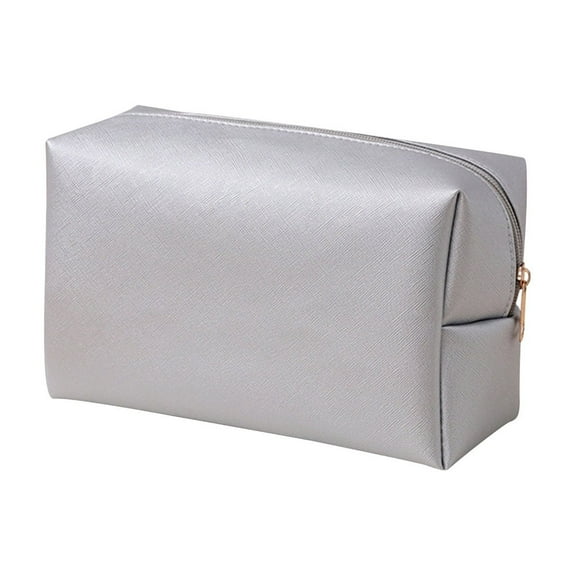 100Fens PU Leather Cosmetic Bag for Women Minimalism Makeup Bag for Daily Use Portable Storage Purse Small Neat Cosmetic Pouch Water-resistant Toiletry Bag for Travel