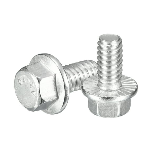 25Pack 1/4-20 x 1/2" Flanged Hex Head Bolts, 304 Stainless Steel Flange Hexagon Screws, Flange Hex Drive Screws 5.8 Grade for Machinery Industry Home Appliances, Silver