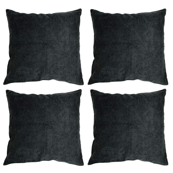 allgala Housse de Coussin Noire Lot de 4 18x18 Pouces Couleur Unie Housse de Coussin Décorative Couleur Unie Parfaite pour Canapé Lit Voiture Décoration DIY