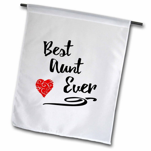3dRose, Typography Design- Best Aunt Ever with Red Swirly heart, 12 x 18 inch Garden Flag