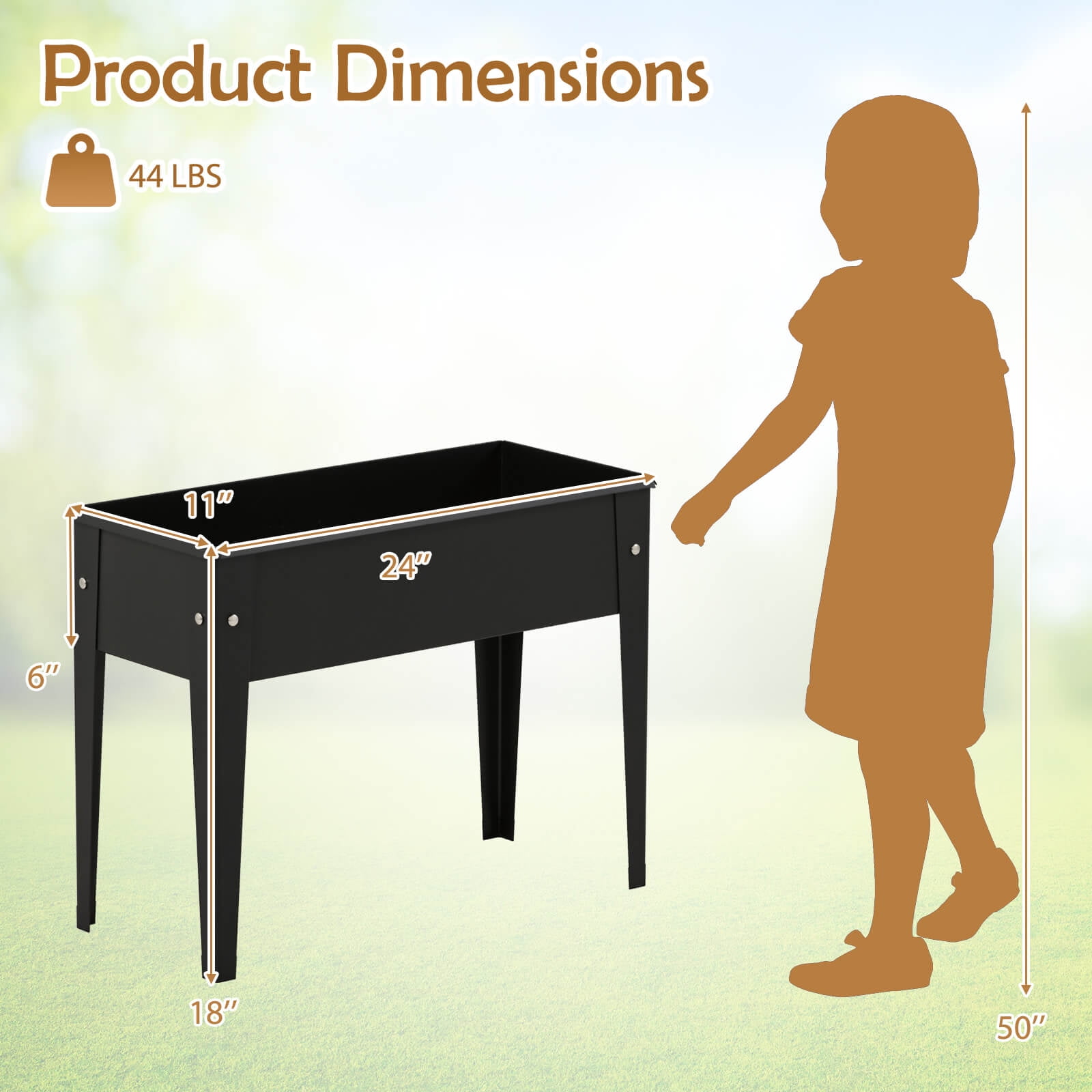 Costway 1 PCS Raised Garden Bed Elevated Metal Planter Box with Legs Drainage Holes Gardening Box