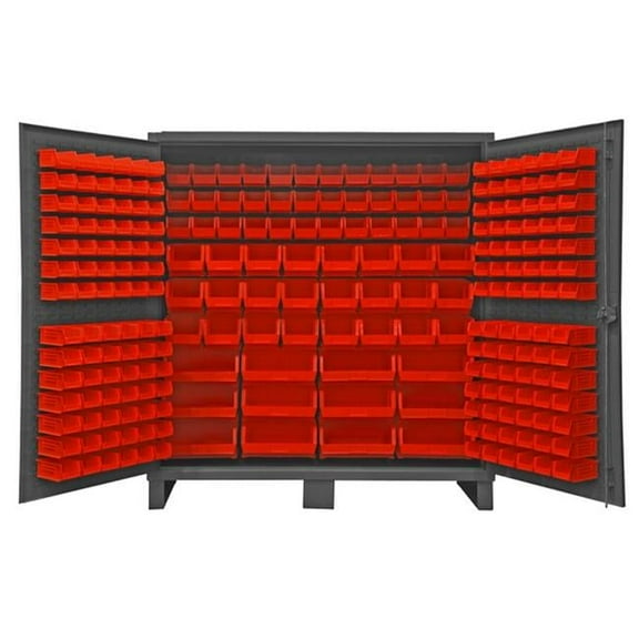 Durham HDC72-240-1795 12 Gauge Recessed Door Style Lockable Cabinet with 240 Red Hook on Bins, Gray - 60 in.