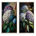 thumbnail image 2 of Designart "Purple Retro Hydrangea Blossoming I" Floral Framed Wall Art Set Of 2 - Traditional Purple Gallery Wall Frame Set For Home Decor, 2 of 6