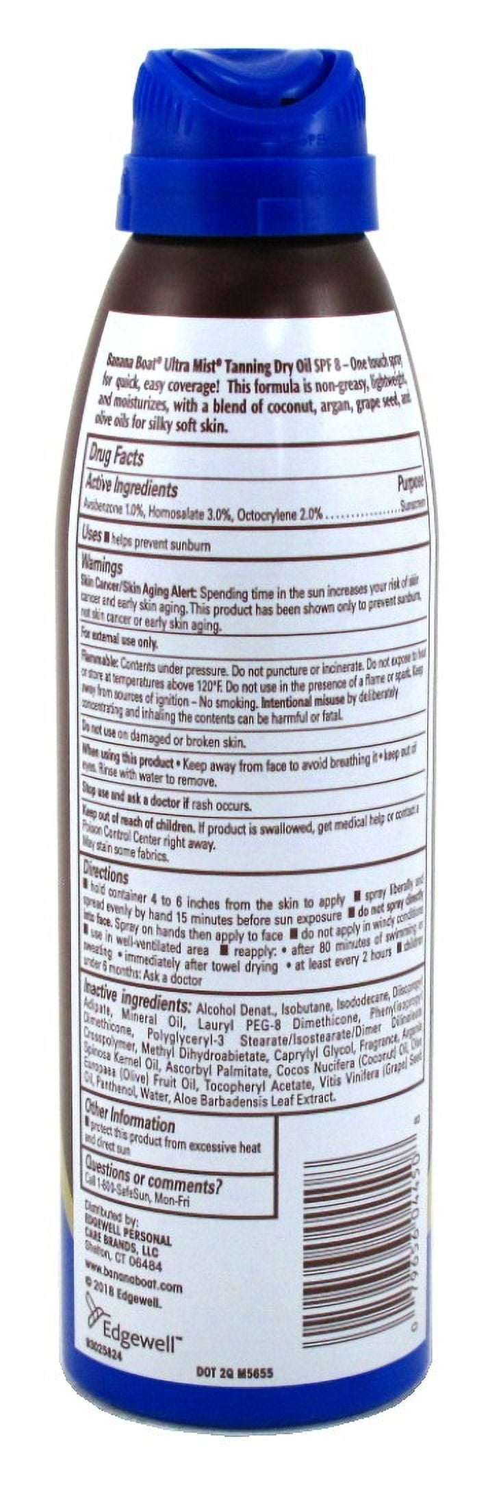 Banana Boat Spf#8 Dry Oil Spray With Coconut Oil 6oz (Pack of 3)
