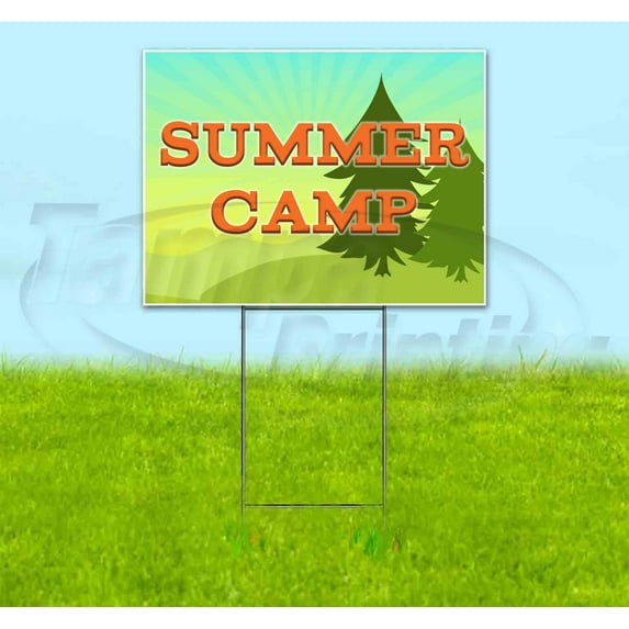 Summer Camp (18" x 24") Yard Sign, Includes Metal Step Stake