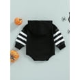 thumbnail image 4 of Gureui Toddler Infant Baby Boys Girls Romper, Casual Color-Contrast/Stripe Letter Ghost Printed Long Sleeve Hooded Bodysuit, 4 of 9