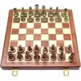 thumbnail image 2 of Chess Set, Large Metal Deluxe Chess Retro Copper Plated Alloy Chess Adult Set Board Game Portable Wooden Box Storage Folding Chess Set, 2 of 2