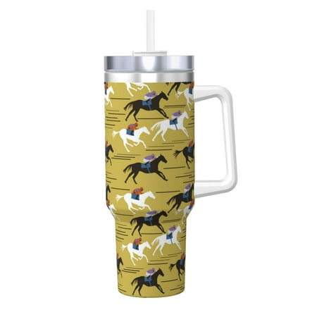 

Salouo Horsemen In Horseraces for 40oz Water Bottle with Handle & Flip Straw - Stainless Steel Vacuum Insulated Tumbler-Reusable Travel Coffee Mug- Gifts for Women & Men