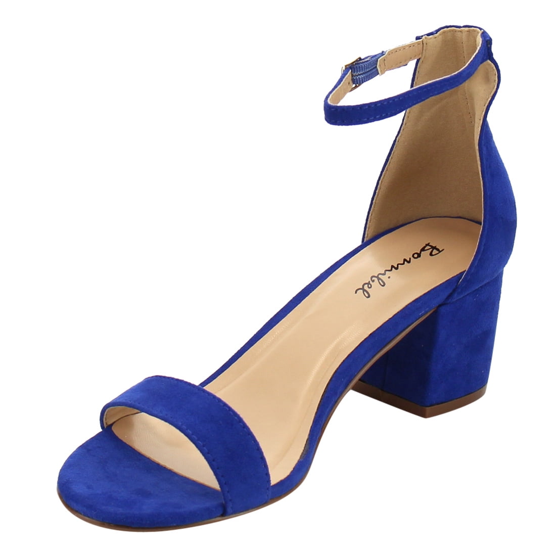 cobalt blue block heel shoes