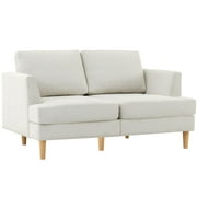 Gericco Mid-Century Modern Timeless Linen Loveseat, Beige