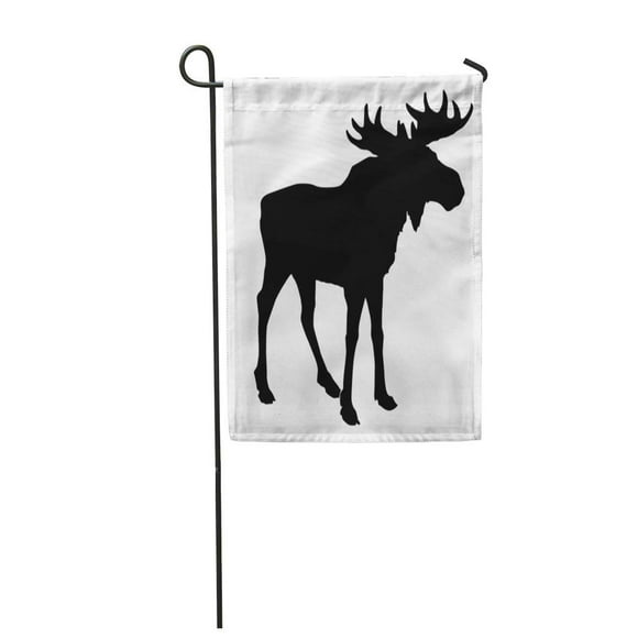 POGLIP Canada Silhouette Moose on Hunting Alaska Bull Garden Flag Decorative Flag House Banner 12x18 inch