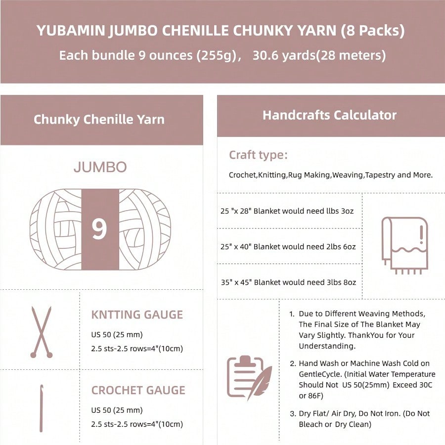 Chunky Yarn for Hand Knitting 8 Packs Chunky Chenille Yarn for Crocheting Bulky Thick Fluffy Yarns for Knitting er Bulky Blanket Yarns for Handcrafts 2045g 72oz 245 Yards (224m)