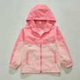 thumbnail image 2 of Atogsazn Kids Girls Fleece Lined Jacket Children's Zip Up Long Sleeve Hooded Jackets Lightweight Winderbreaker Coat 06-Pink 5-6 Years, 2 of 9