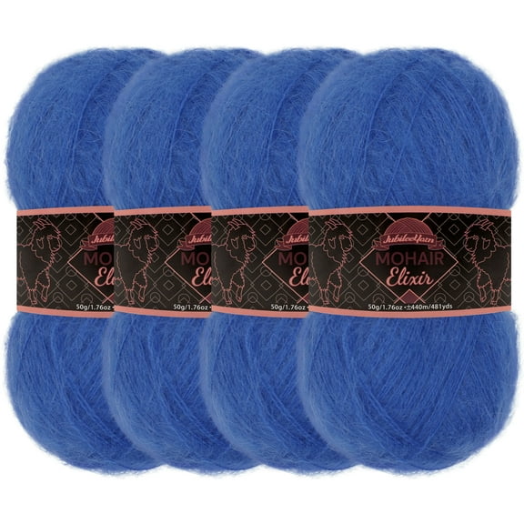 JubileeYarn Mohair Elixir Yarn - 50g/Skein Baby Wool Blend - Curaçao Cooler - 4 Skeins