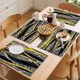 thumbnail image 5 of Yellow Black Stripes Placemats Set of 8 Modern Grey Ombre Abstract Striped Place Mats Indoor Wipeable Table Mats Washable Cloth Dining Table Placemats for Kitchen Holiday Party Home Decor 13x19 Inch, 5 of 9