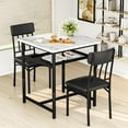 thumbnail image 3 of Square Dining Table Set for 2, Faux Marble Compact Bistro Table with Upholstered Chairs, Space Saving Kitchen Breakfast Nook, Built-in Storage Rack 3-Piece Modern Dining Set for Kitchen & Dinin, 3 of 7