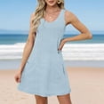 thumbnail image 2 of Plus Size Sun Dresses for Womens 2026 Summer Fashion Solid Color Casual Slim V-neck With Side Pockets And Long Skirt, 2 of 7