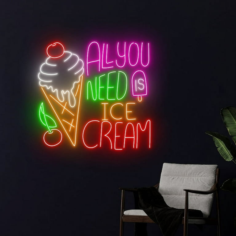 Handmadetneonsign All You Need Is Ice Cream Neon Sign, Ice Cream
