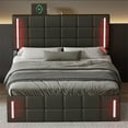 thumbnail image 3 of M optimized Upholstered Platform Bed with Hydraulic Storage System, Full Size/Queen Size Bed Frame with LED Lights, USB Charging Station, Space Saving, 3 of 9