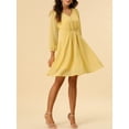thumbnail image 6 of INSPIRE CHIC Women's Solid Cute V Neck Half Sleeve Flowy a-Line Chiffon Dress S Yellow, 6 of 7