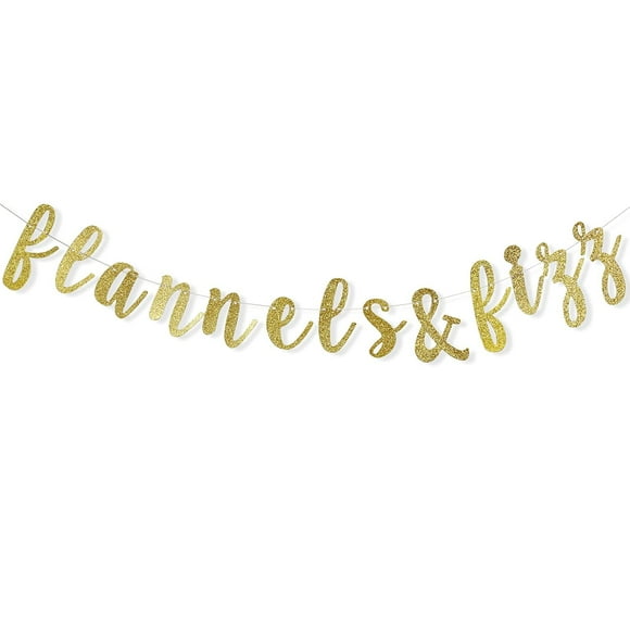 Flannels and Fizz Banner, Glamping Themed Party Decorations, Mountain Bachelorette Party Decor Supplies, Winter Cabin Bach Weekend Decoration, Gold Glitter