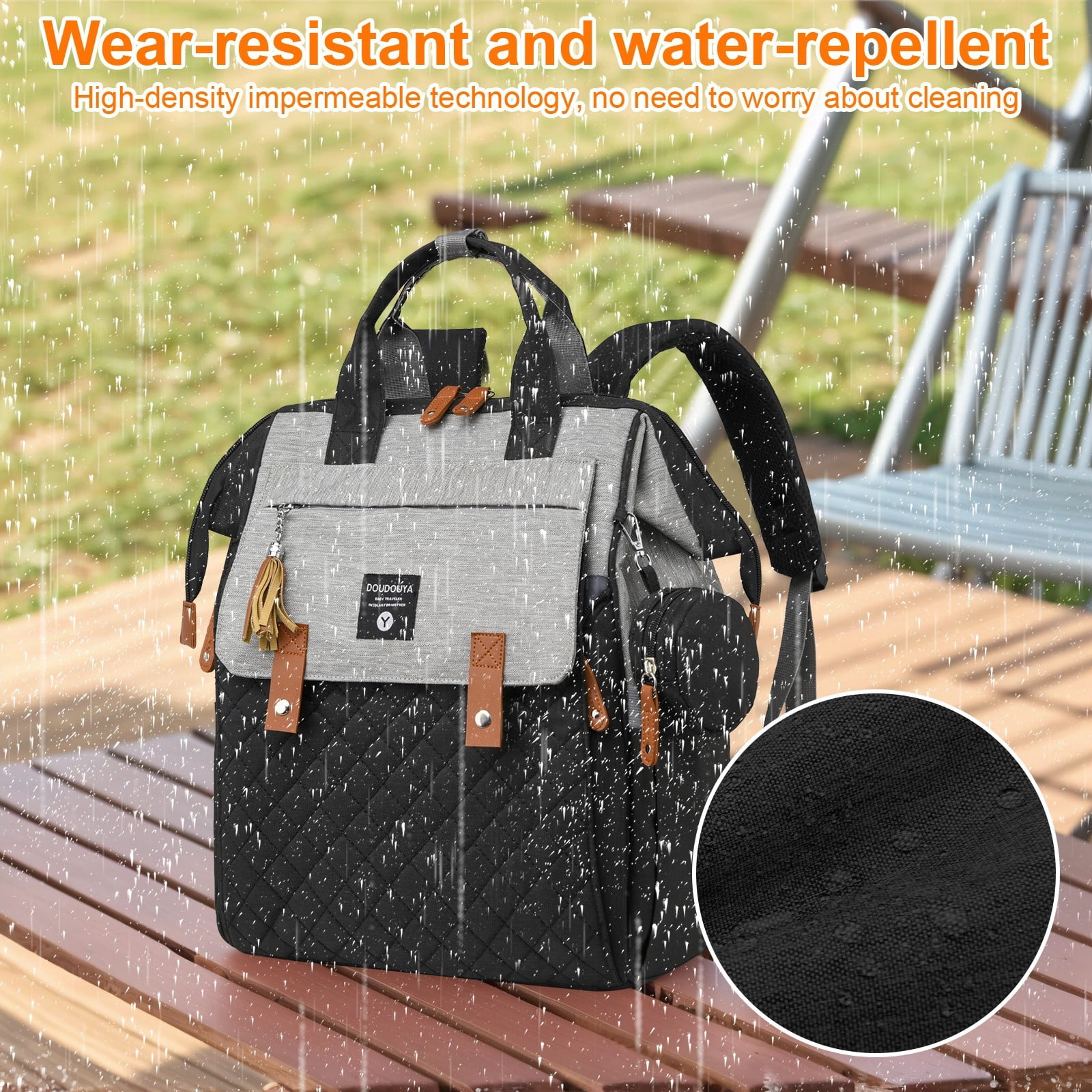 TOPCHANCES Diaper Bag Backpack, Multifunctional Baby Bag with Changing Station, 45L Large Capacity Baby Diaper Bags for Outdoor Travel (Black & Gray)