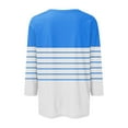 thumbnail image 5 of Womens 3/4 Sleeve Tops Fashion Striped T Shirts Crew Neck Color Block Casual Fall Basic Tees Graphic Tshirts (2XL, Sky Blue), 5 of 5