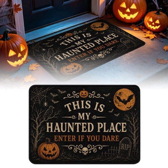 Halloween Front Door Mat Doormat Non Slip Welcome Entrance Rug, Easy Clean Rubber Backed Mat, Spooky Indoor Outdoor Decor for Patio Garage(RL 15.75x23.62inch)