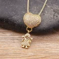 thumbnail image 5 of Mother's Day Sale Wire with Mother's Love Pendant Son Daughter Heart 14K Yellow Gold Cubic Zirconia Family Necklace Chain Jewelry, 5 of 6