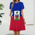 thumbnail image 2 of Haiti Flag Short Sleeve Dress Women Summer Evening Dresses Ladies Sundress, 2 of 7