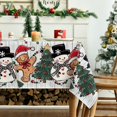 thumbnail image 3 of Christmas Tablecloth 60×84 Inch Rectangular, Gingerbread Man Tree Snowman Light Wood Washable Table Cover for Party Picnic Dinner Decor, 3 of 6