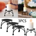 thumbnail image 6 of kjfeif 1/2/3PCS Geometric Round Wrought Iron Candle Holder Candle Holder Gift Dinner Table Decoration Round Trays Desktop Decoration Ornament, Black, 6 of 7