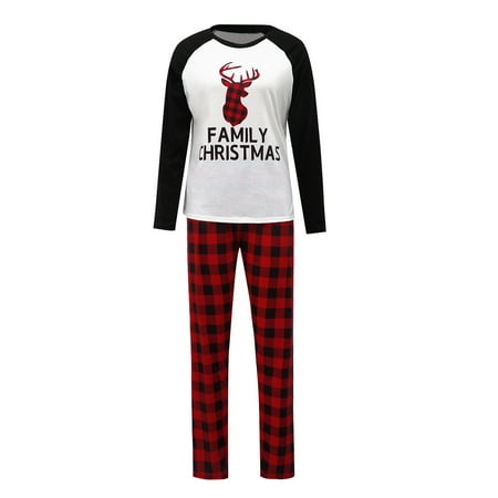 

Christmas Family Pyjamas Set Matching 2 Pcs Sleepwear Elk Printed Long Sleeve Top + Long Pants for Mom Dad Kids Baby Xmas Pjs Set