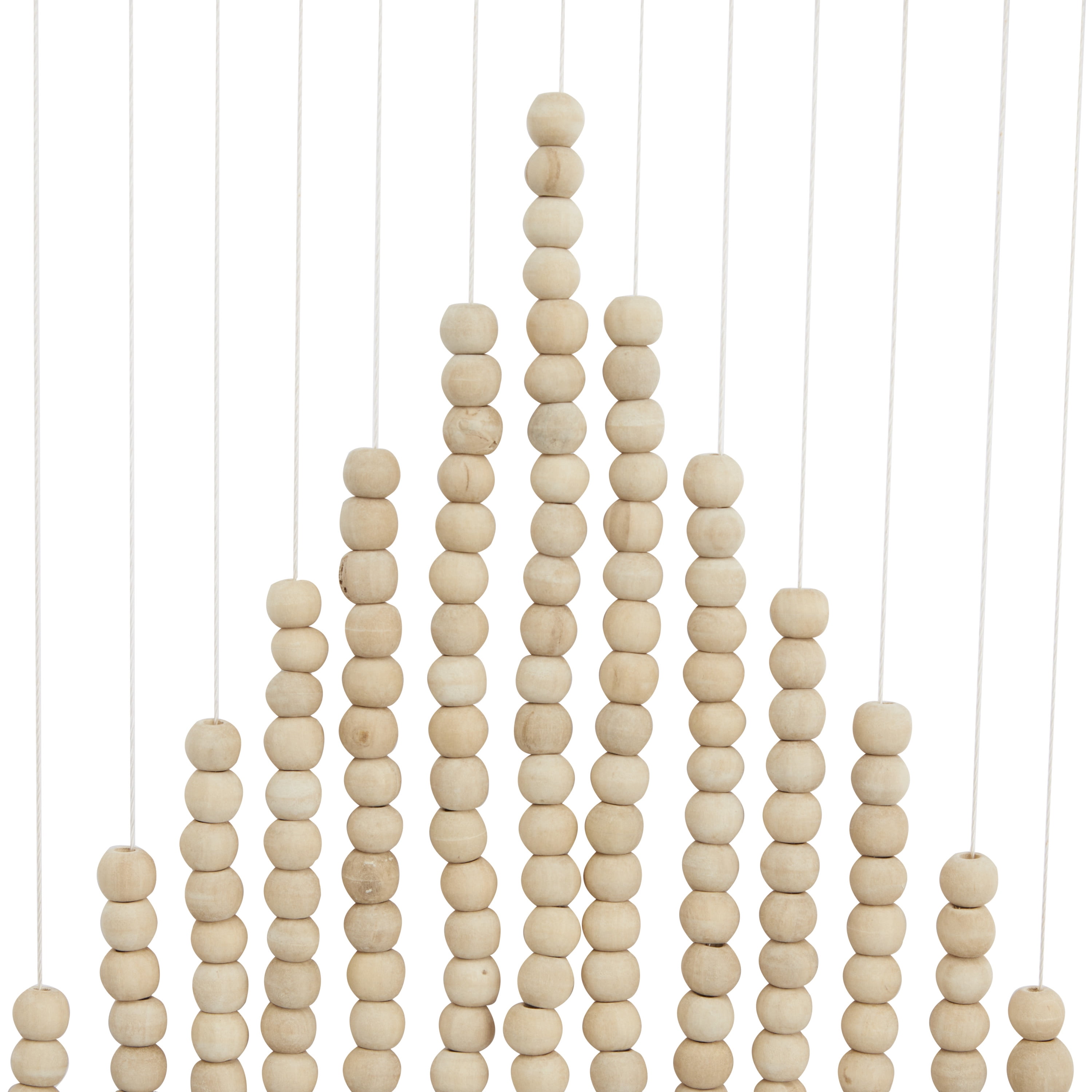 DecMode White Wood Beaded Macrame Wall Decor with Fringe Tassels