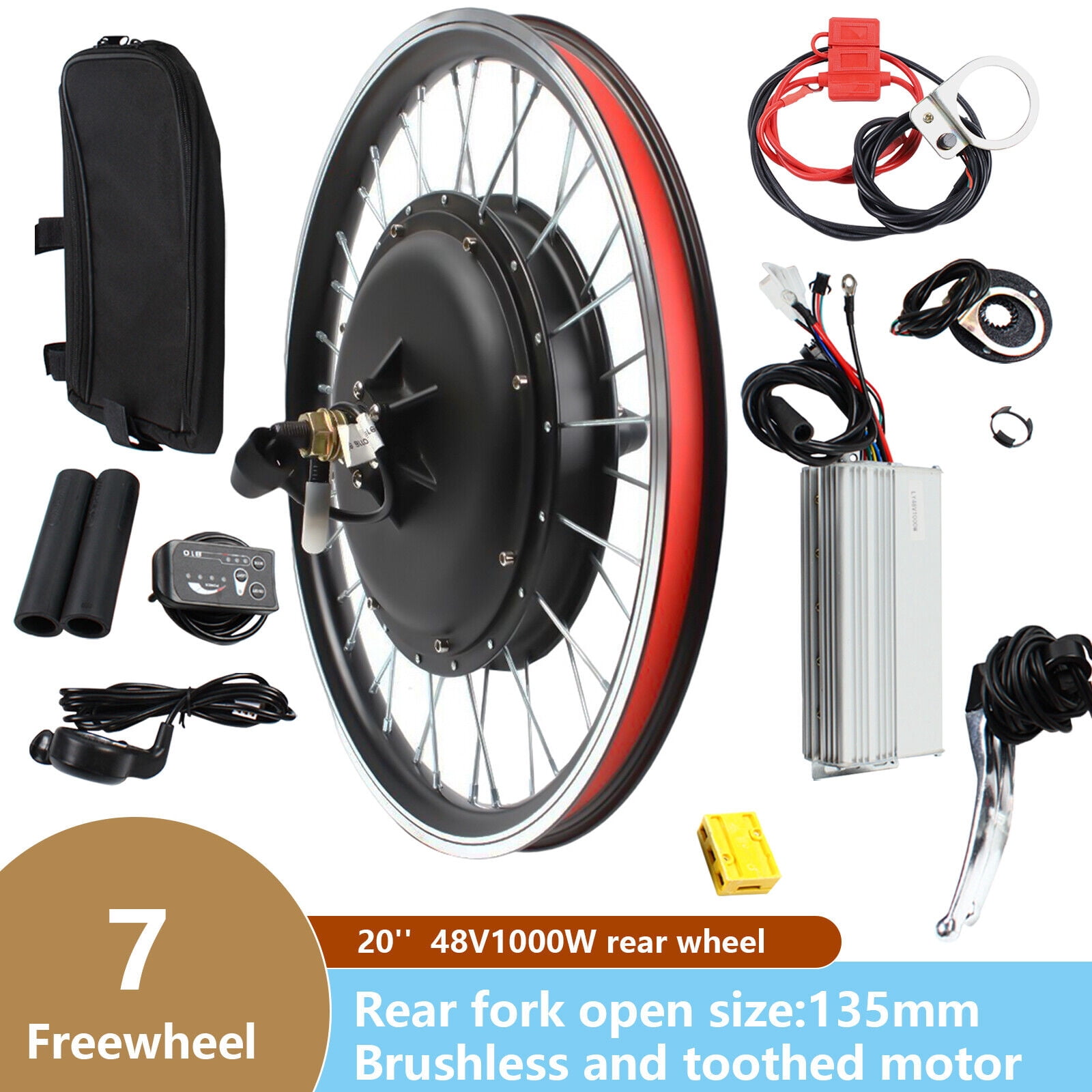 20" EBike Bicycle Conversion Kit 1000W Electric Front / Rear Wheel Hub Motor
