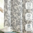 thumbnail image 4 of Curtainking Floral Curtains Linen Farmhouse Curtains for Living Room 63 inch Country Curtains Back Tab Semi Sheer Curtains Light Filtering 2 Panels Black on Beige, 4 of 10