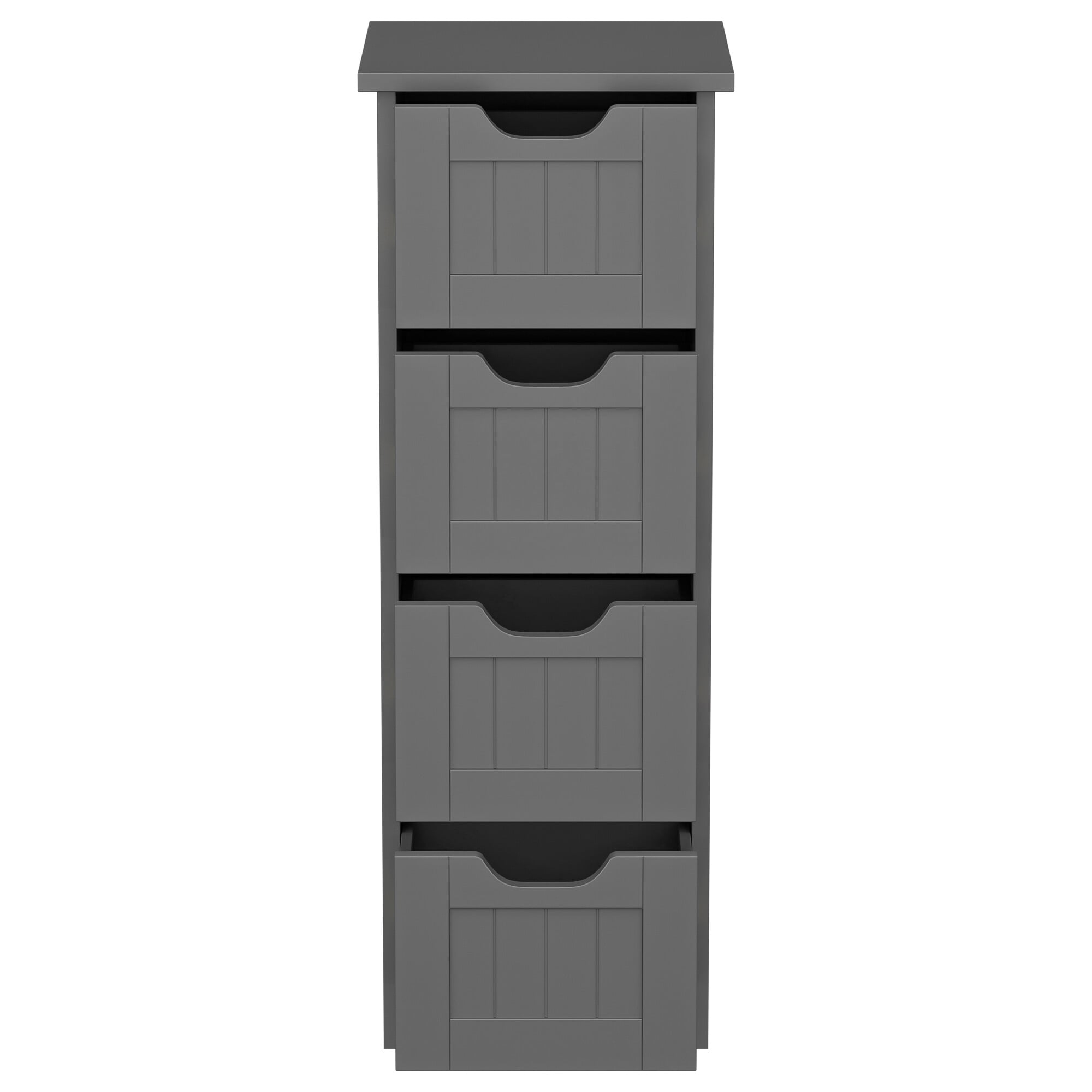 ZENY Bathroom Floor Cabinet Attractive Wooden Side Storage Organizer with 4 Drawers, Gray