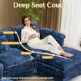thumbnail image 4 of Wiilayok U Shaped Sectional Sofa,151" Oversized Modular Cloud Couch Sofa with 2 Ottoman and Extra Deep Seat for Living Room，4 Seater Modern Chenille with Central Console USB Port,Dark Blue, 4 of 9