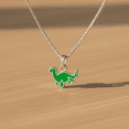 thumbnail image 3 of SilverCloseOut 925 Silver Green Loch Ness Monster Dinosaur Charm Necklace, 3 of 6