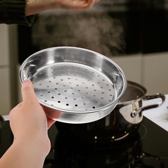 DRAFIDEEP Dumpling Steamer Food Steamer Silver Round 1Pack