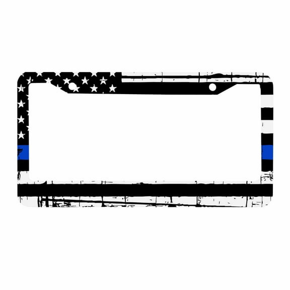 Sloboki American Flag Black License Plate Frame Universal Aluminum Metal Car Tag Holders Cars Decor