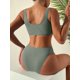 thumbnail image 2 of Conjunto de bikini de cintura alta para mujer, 2 piezas, cuello redondo, playera corta, traje de baño Verde militar G Verde militar G Xishao ropa, 2 of 2