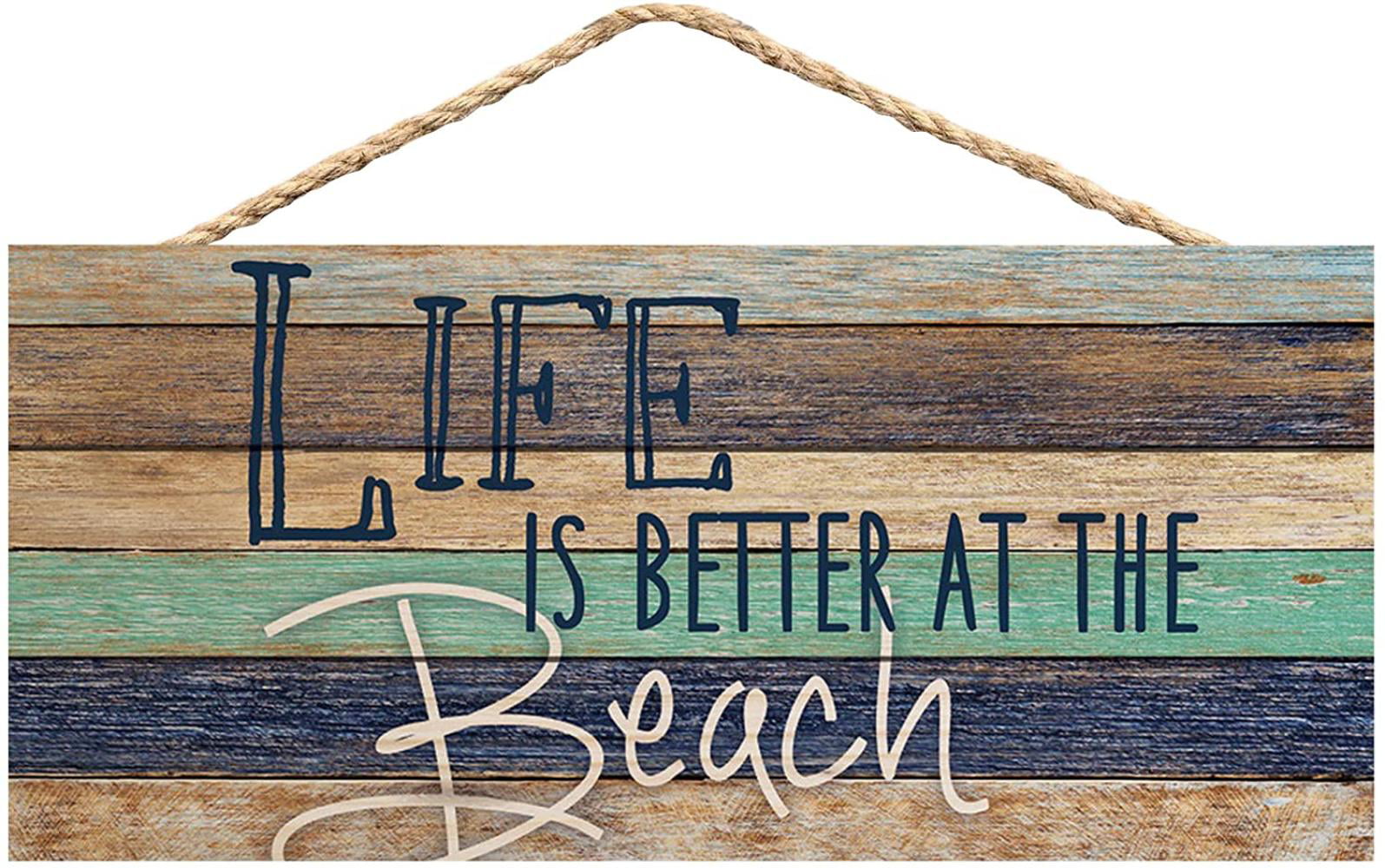 Life is Better at the Beach Aqua Lath Look 3 x 3 Wood Inspirational Magnet P Graham Dunn 