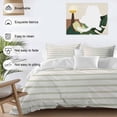 thumbnail image 3 of 3 Piece Sage Green Striped Duvet Cover Set Twin Size,Microfiber Comforter/Quilt Cover with Corner Ties and 2 Pillowcases,Rustic Green Stripe Modern Art Beige All Season Bedding with Zipper Closure, 3 of 8