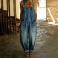 thumbnail image 2 of ClodeEU Women's Wide Leg Denim Bib Overalls,Casual Loose Baggy Jumpsuit with Pockets Blue,Women's Plus XXL, 2 of 7