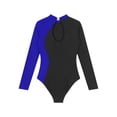 thumbnail image 4 of Doomiva Womens Gymnastics Ice Skating Leotard Long Sleeve Mock Neck Ballet Bodysuit Royal Blue M, 4 of 7