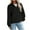 Black, variant on Fiaer Quarter Zip Pullover Women Plus Size Trendy Sweatshirts Long Sleeve Lapel Collared V Neck Pocket Tops White XL