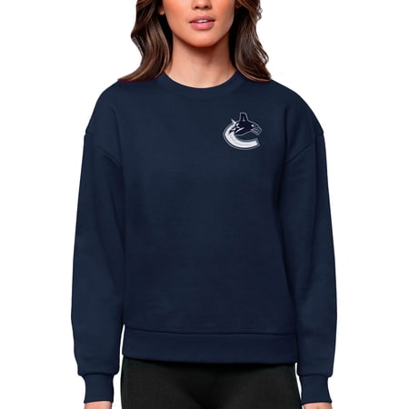 Women s Antigua Navy Vancouver Canucks Primary Logo Victory Crewneck Pullover Sweatshirt