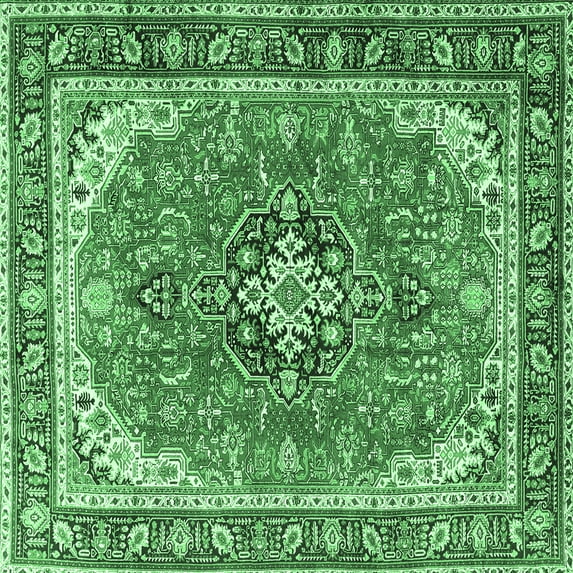 Ahgly Company Indoor Square Persian Emerald Green Traditional Area Rugs, 6' Square